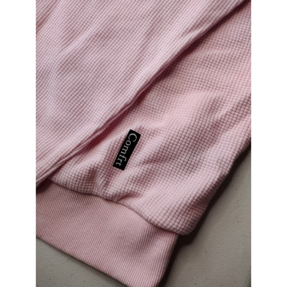 Comfrt Waffle Knit Sweatshirt Pink Crew Neck Oversized Pullover XL - Picture 2 of 6